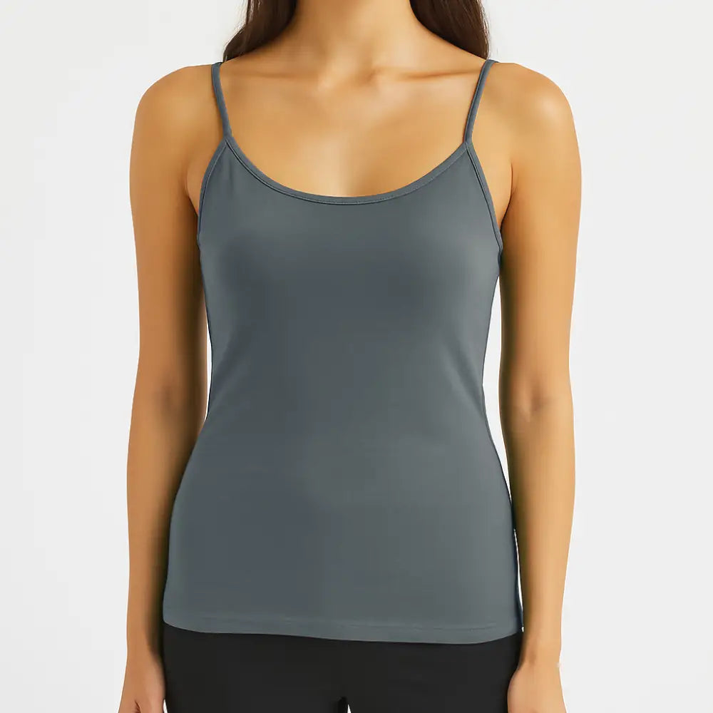 Basic Wear | Scoop Neck Tank Top – Viscose (Cotton) – Iron Grey