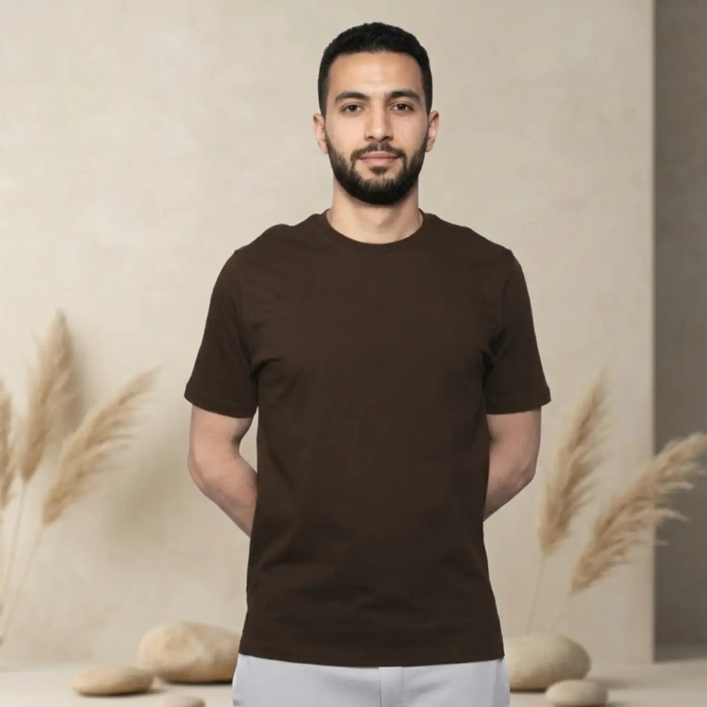 Basic Wear | Basic T Shirt for Men – t shirt ( Cotton ) – Brown