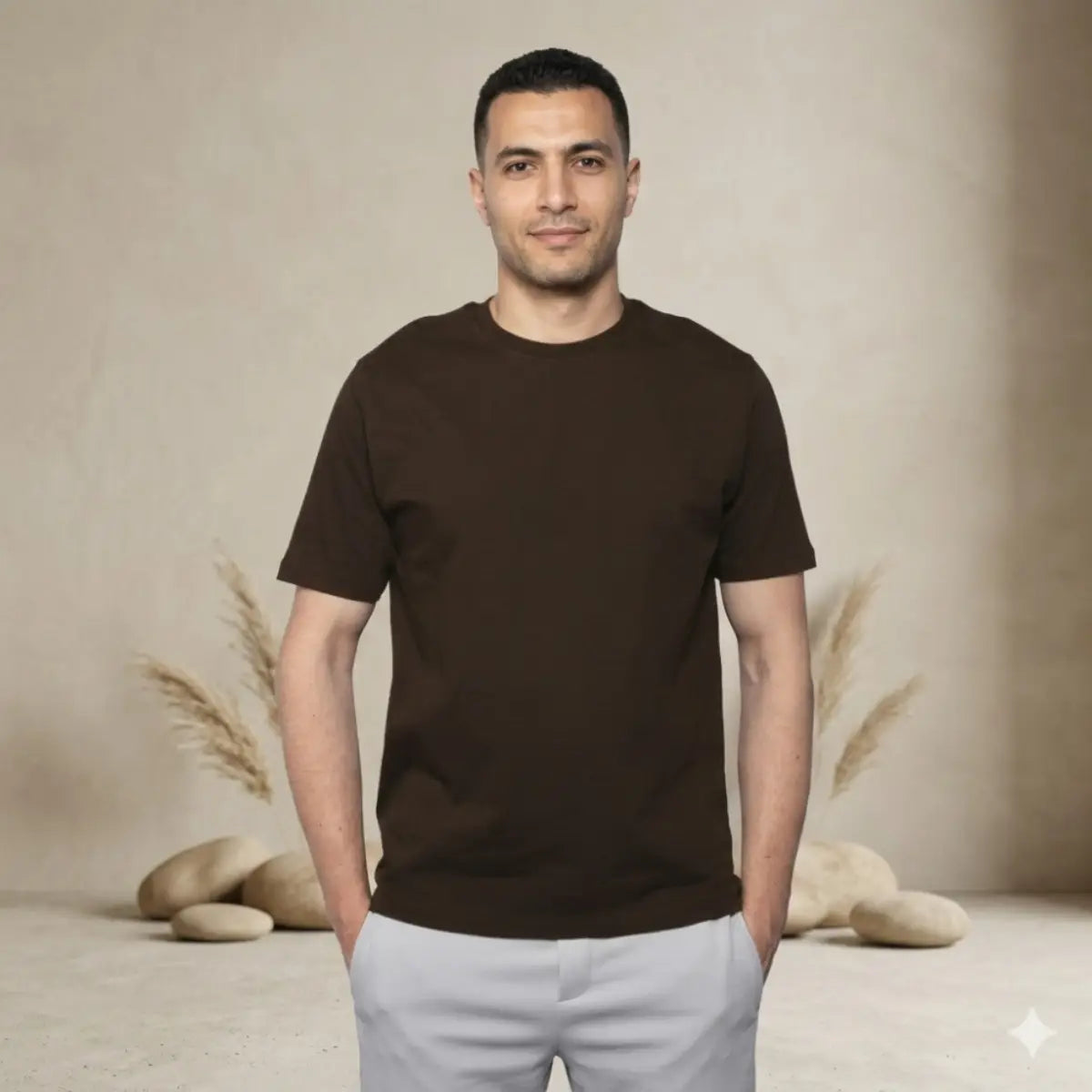 Basic Wear | Basic T Shirt for Men – t shirt ( Cotton ) – Brown