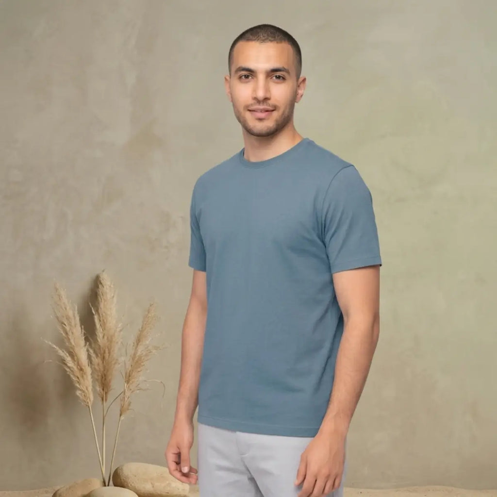 Basic Wear | Basic T-Shirt for Men – t shirt ( Cotton ) – Steel Blue