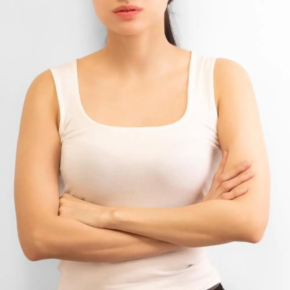 Basic Wear | Sleeveless Mock Neck Top – Viscose (Cotton) – White