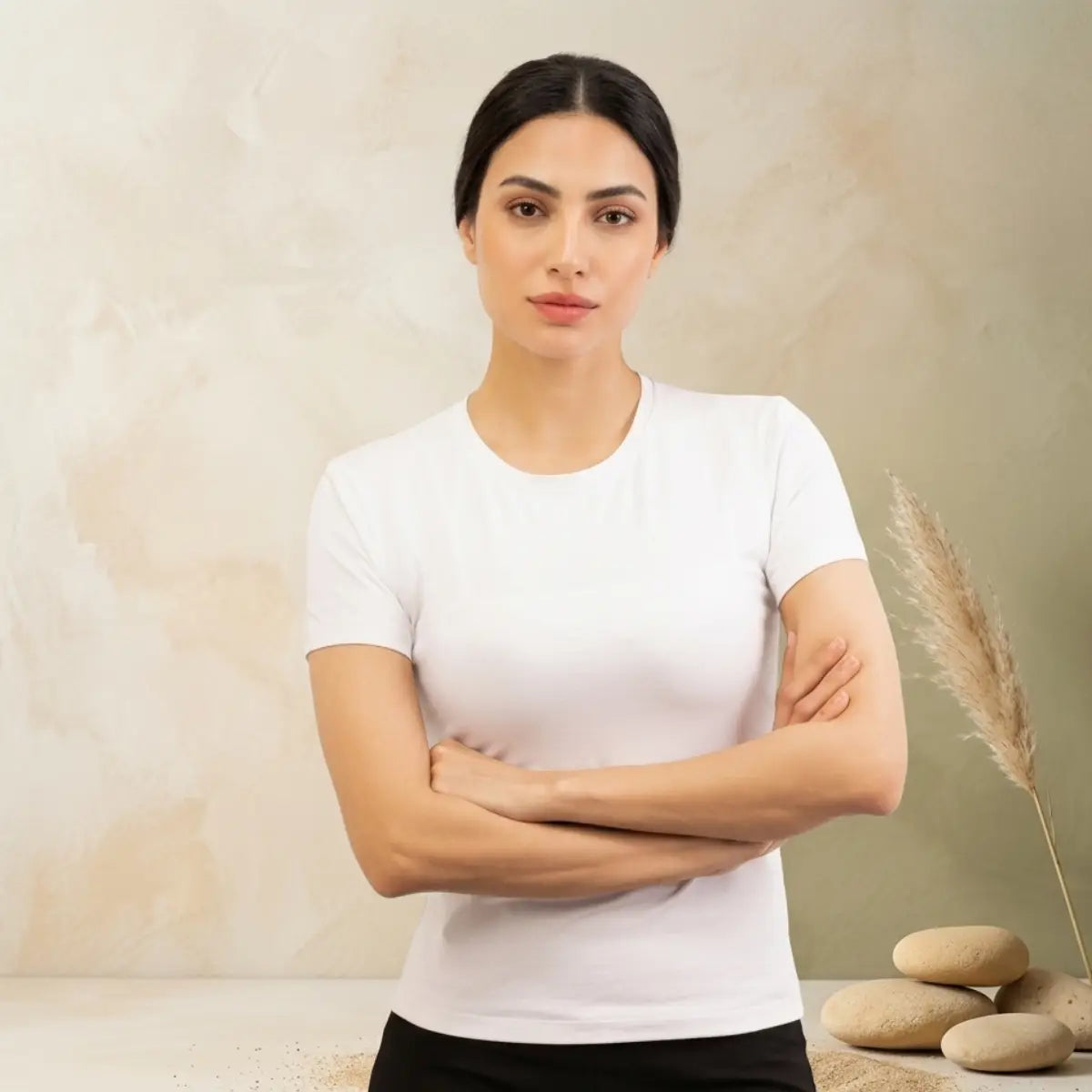Basic Wear | Crew Neck Short Sleeve T-Shirt – Viscose (Cotton) – White
