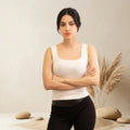 Basic Wear | Sleeveless Mock Neck Top – Viscose (Cotton) – White