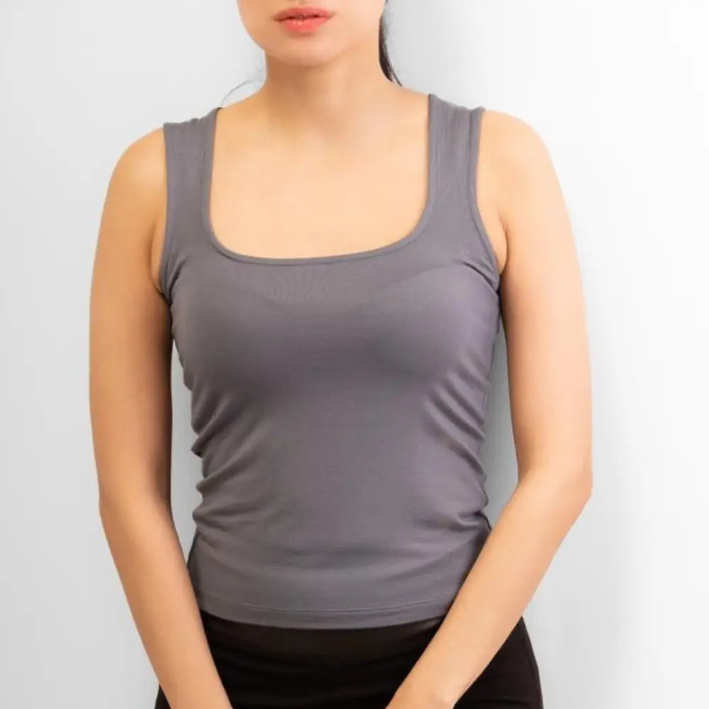Basic Wear | Sleeveless Mock Neck Top – Viscose (Cotton) – Iron Grey