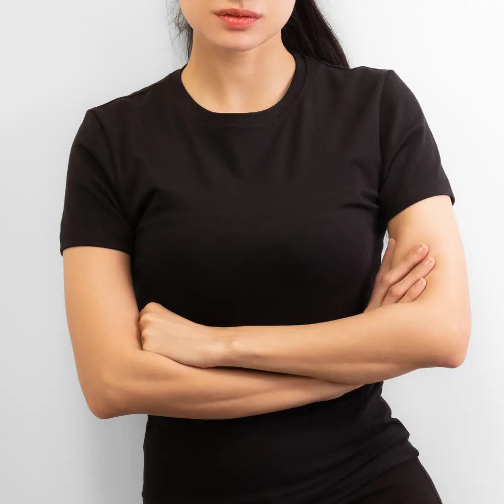 Basic Wear | Crew Neck Short Sleeve T-Shirt – Viscose (Cotton) – Black