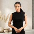 Basic Wear | Sleeveless Mock Neck Top – 100% Viscose – Black