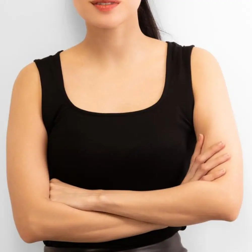 Basic Wear | Sleeveless Mock Neck Top – Viscose (Cotton) – Black