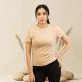 Basic Wear | Crew Neck Short Sleeve T-Shirt – Viscose (Cotton) – Beige
